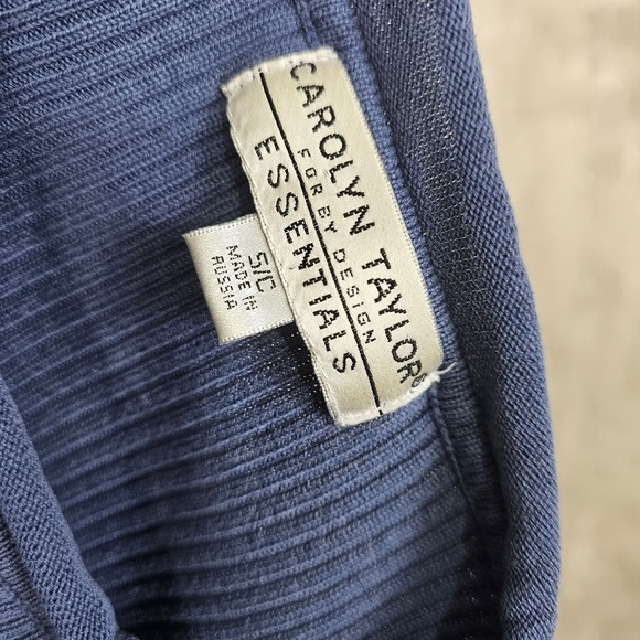 Carolyn Taylor Essentials Colorblock Ribbed Knit Sweater Blue Gray Black Cream S - Picture 4 of 5